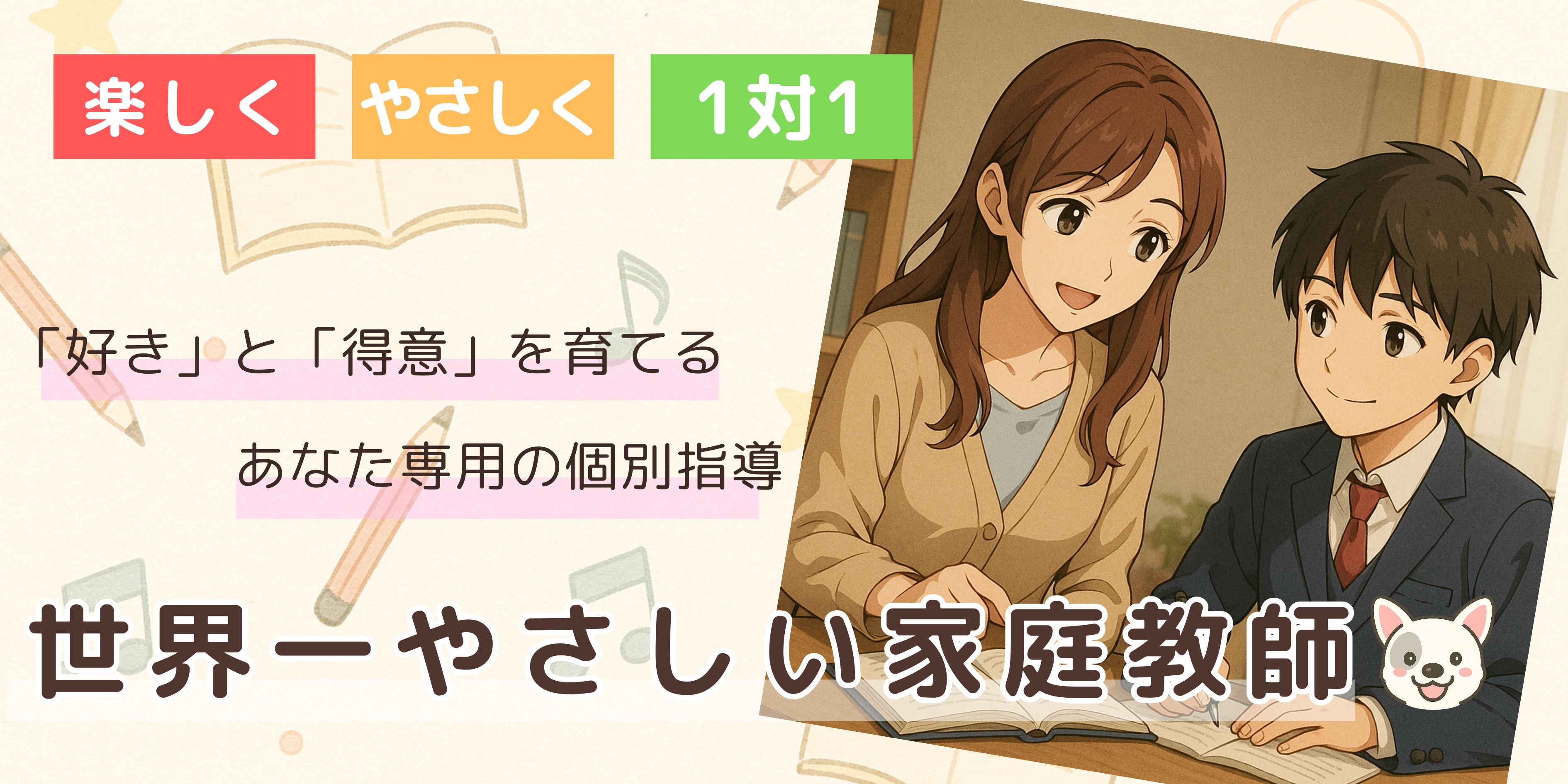 楽しく優しい個別指導。世界一やさしい家庭教師
